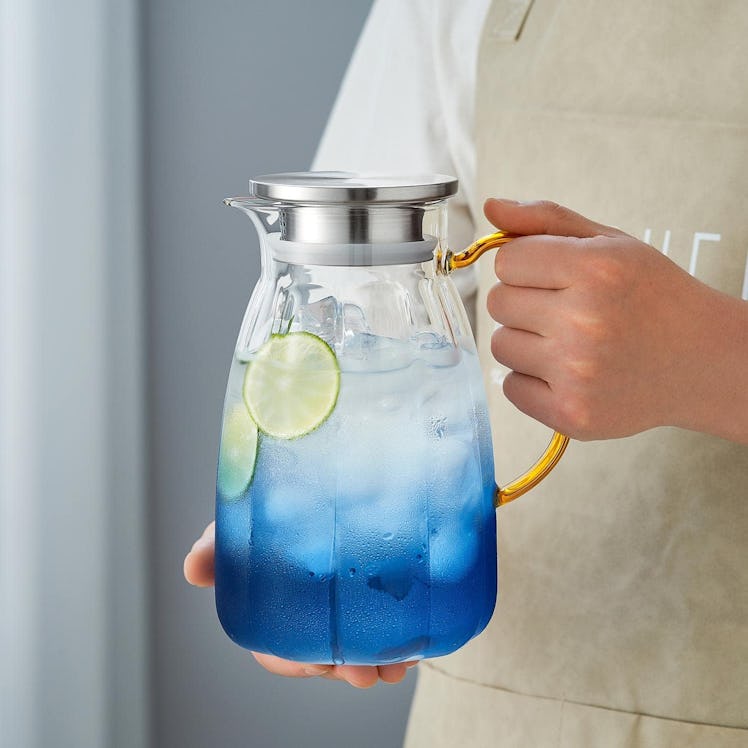 DOPUDO Glass Pitcher with Lid and Spout