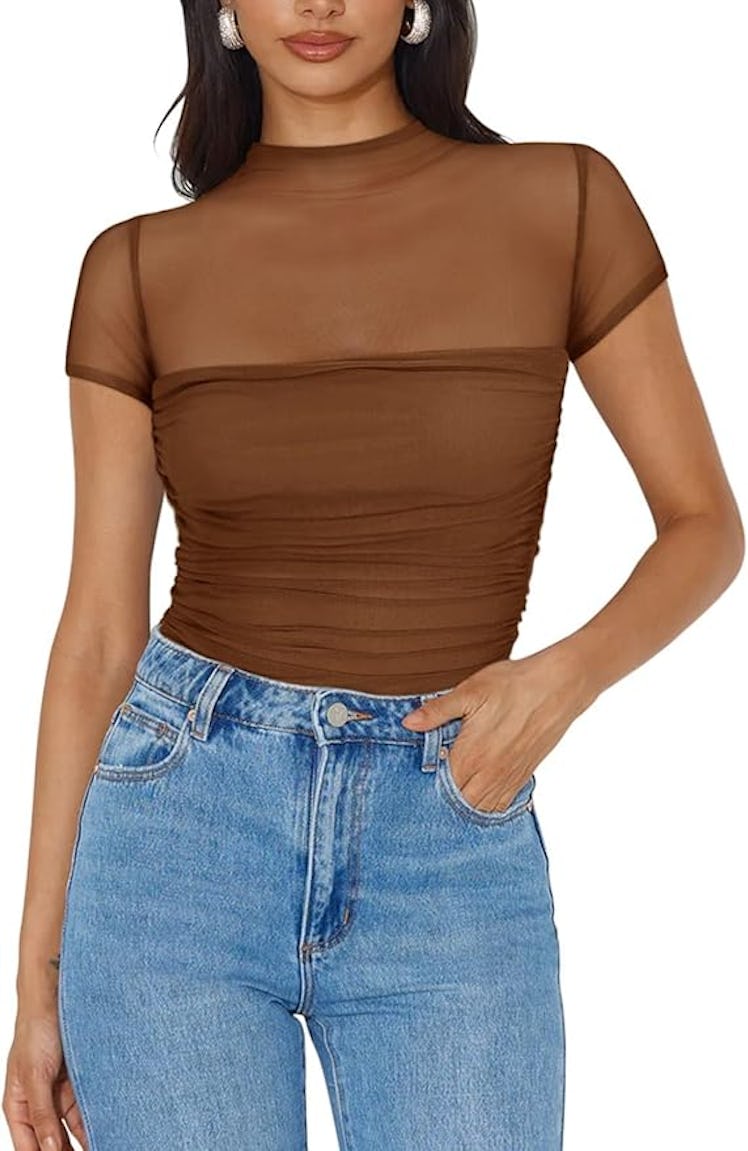 REORIA Mock-Neck Short-Sleeve Shirt