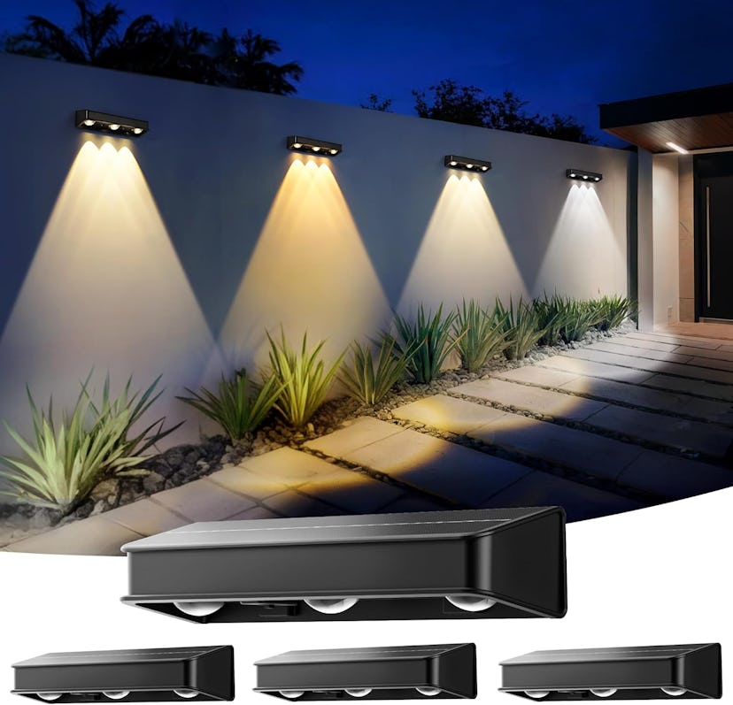 AUDERWIN Solar Fence Lights (4-Pack)