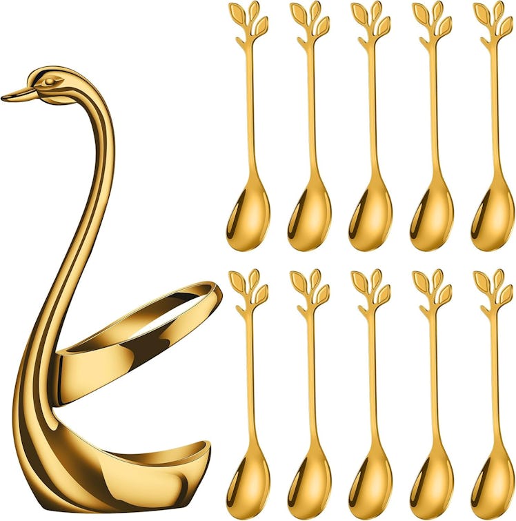AnSaw Swan Coffee Spoon Holder Set (10-Pieces)