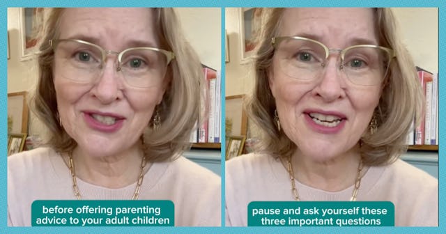 A woman with short, light hair and glasses is speaking directly to the camera. Text on the screen re...