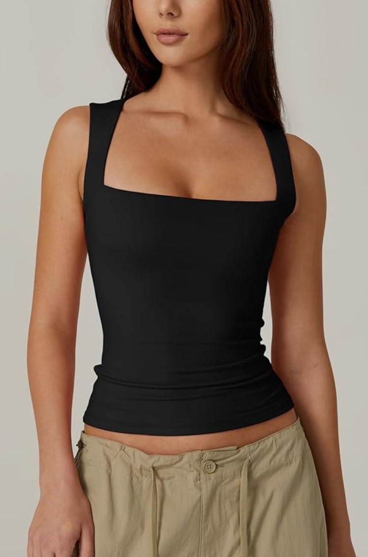 QINSEN Square Neck Tank Top