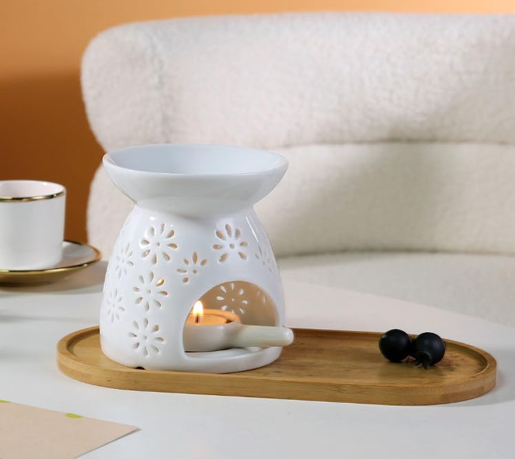 Auxmeware Ceramic Tea Light Candle Holder/Essential Oil & Wax Melt Burner