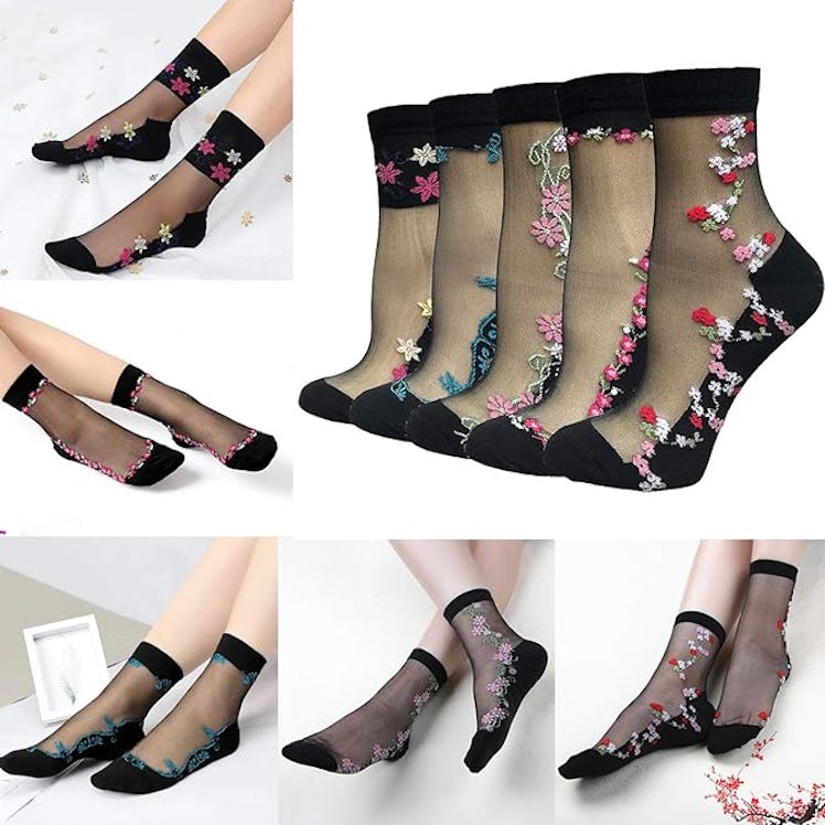 DXYAKY Black Sheer Mesh Socks (5 Pairs)