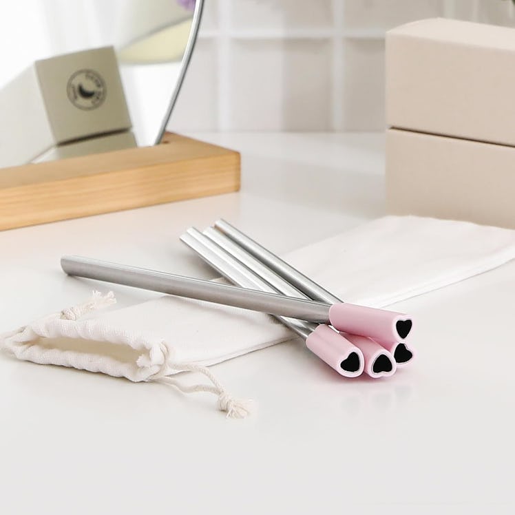 Best Moon Heart Shaped Stainless Steel Straws (4-Pack)