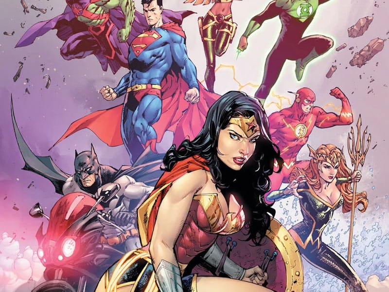 The Justice League assemble on the cover of Justice League Vol. 4 #37, by Francis Manapul