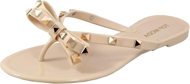 TOP Moda Studded Jelly Flip Flops 