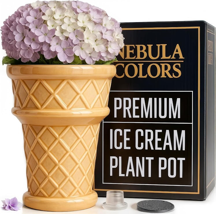 Nebula Colors Ice Cream Cone Flower Planter