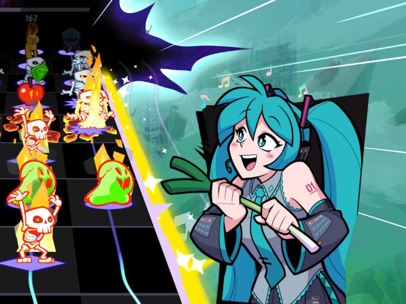 screenshot from Rift of the NecroDancer Hatsune Miku Music Pack
