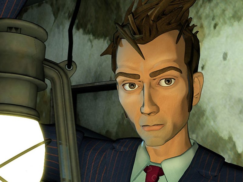 A stylized animated character with spiky hair holds a lantern, wearing a pinstripe suit and a red ti...
