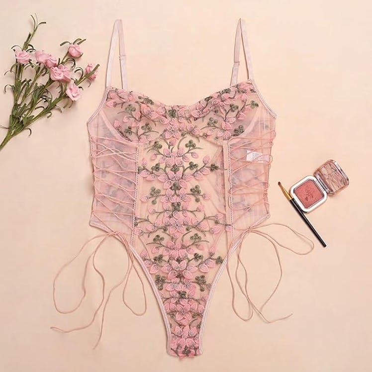 Lilosy Floral Embroidered Bodysuit