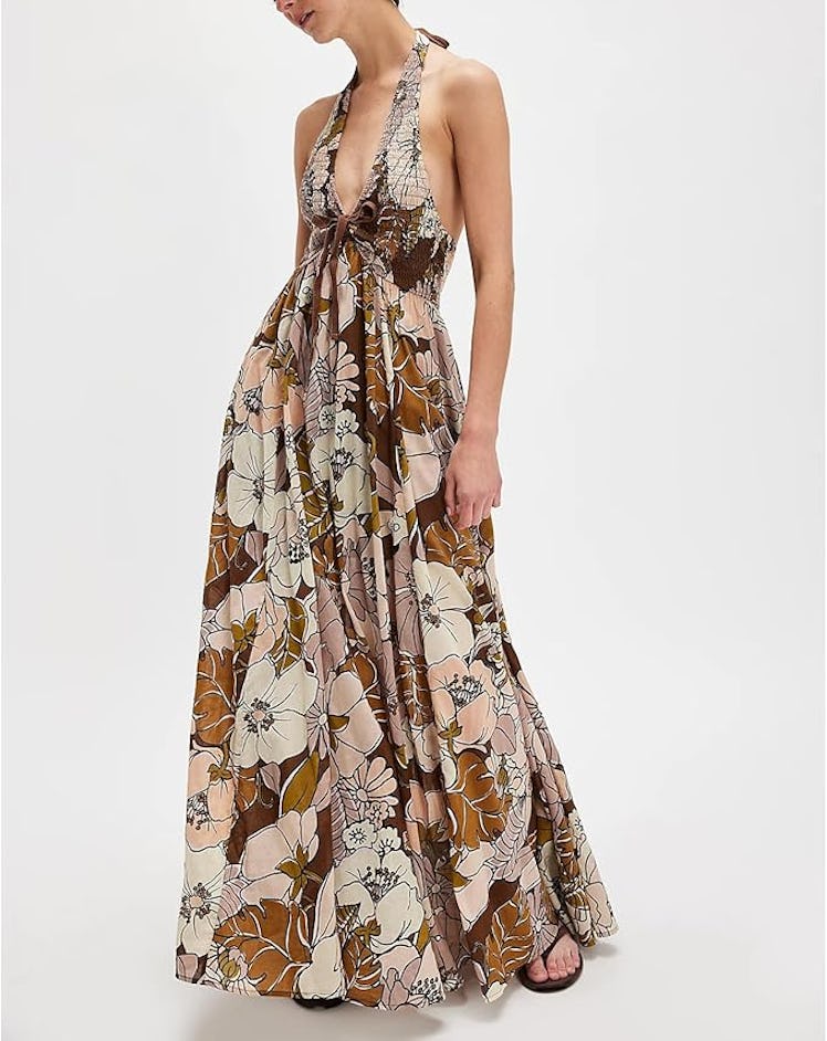 Amiblvowa Floral Maxi Dress