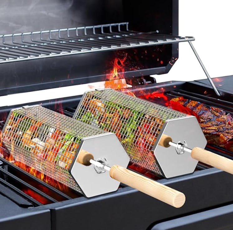 Ivtivfu Rolling Grill Baskets (2-Pack)