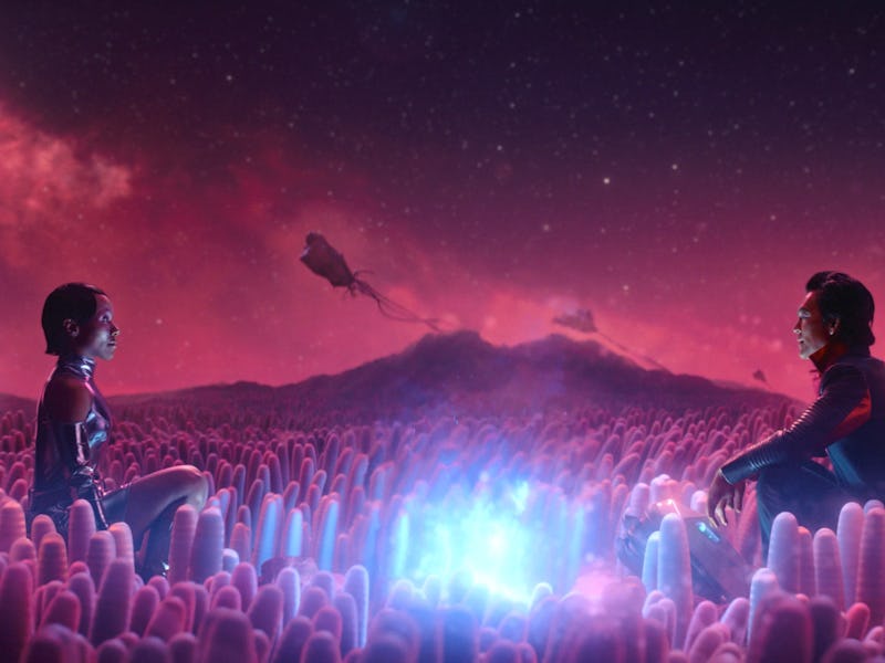 DeWanda Wise and John Cho in "Murderbot," now streaming on Apple TV+.