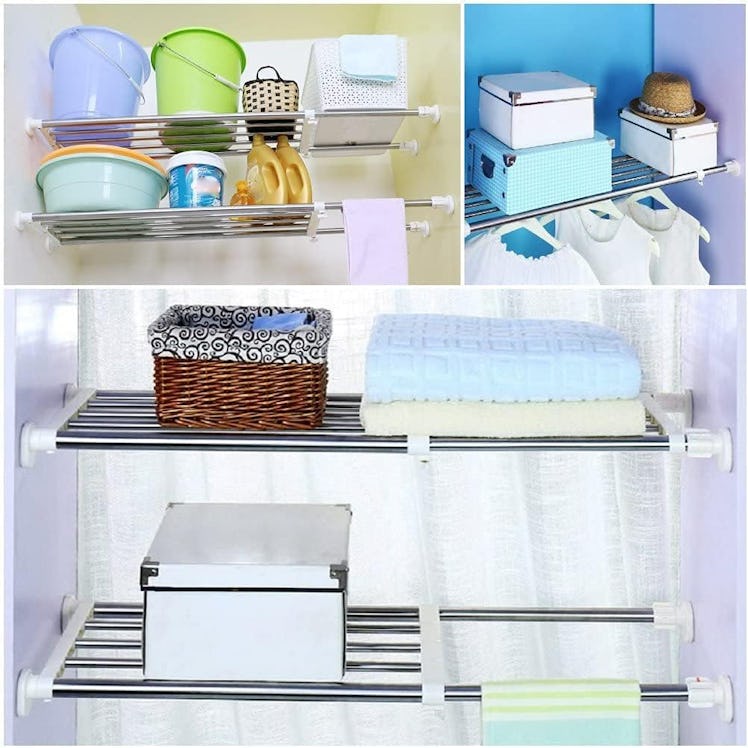 BAOYOUNI Expandable Closet Tension Shelf Storage Rack 