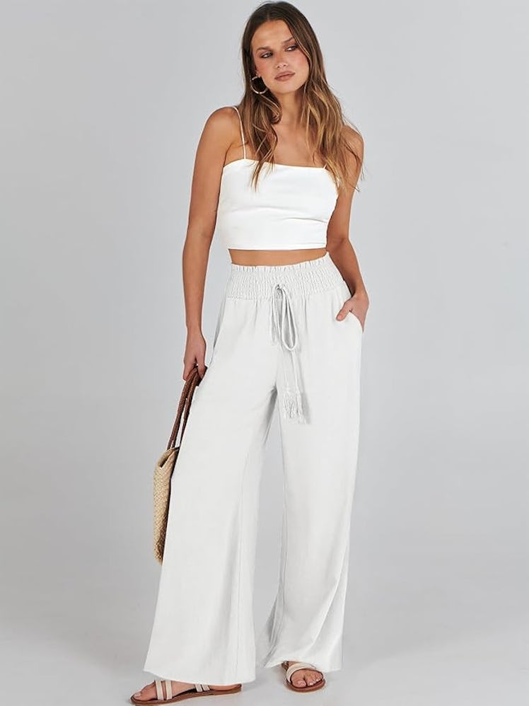 ANRABESS Linen Palazzo Pants