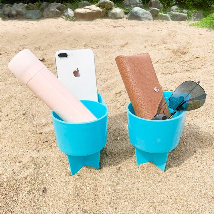 Home Queen Beach Cup Holder with Pocket (2-Pack) 