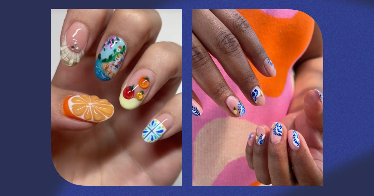 TikTok's "Italian Summer" Nail Trend Brings The Amalfi Coast To Your Fingertips