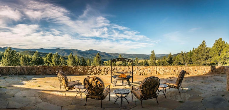 A patio overlooking nature at Vermejo