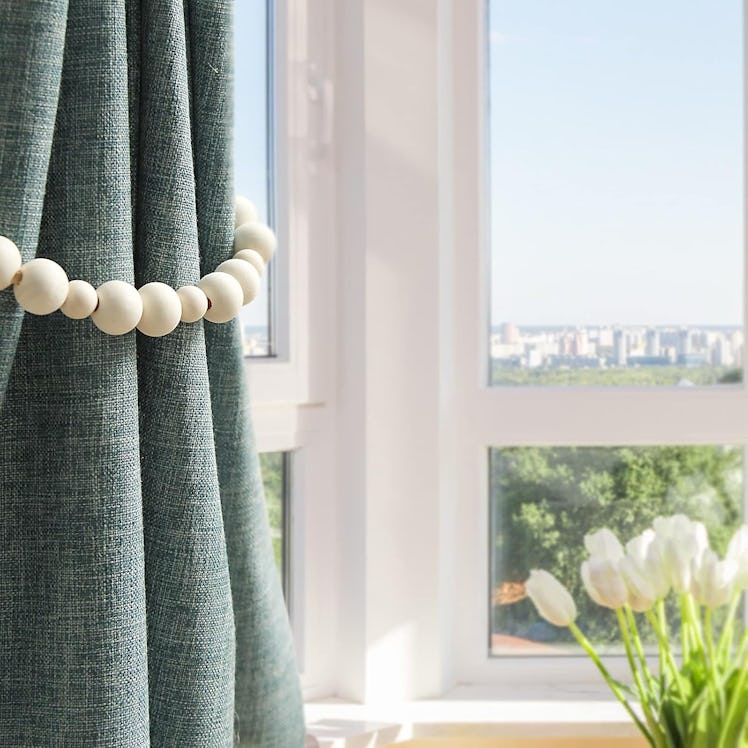 OCIOLI Wood Bead Curtain Tie Backs (Set of 2) 