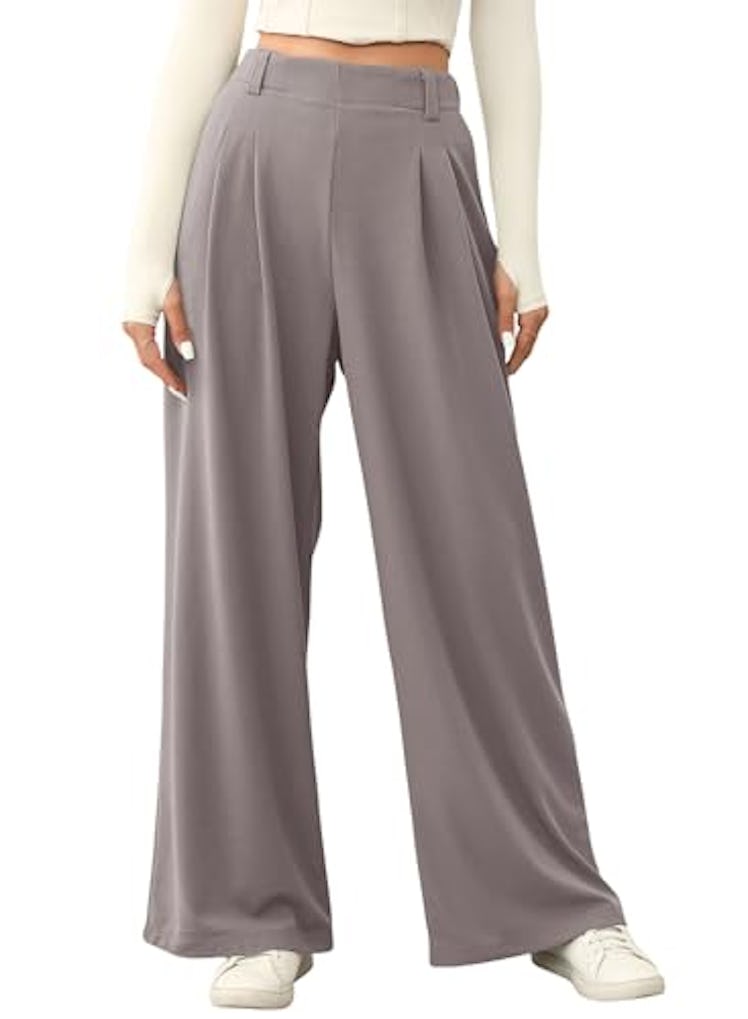 EVALESS Wide Leg Palazzo Pants for Women High Waisted Business Work Casual Fleece Lined Flowy Trouse...