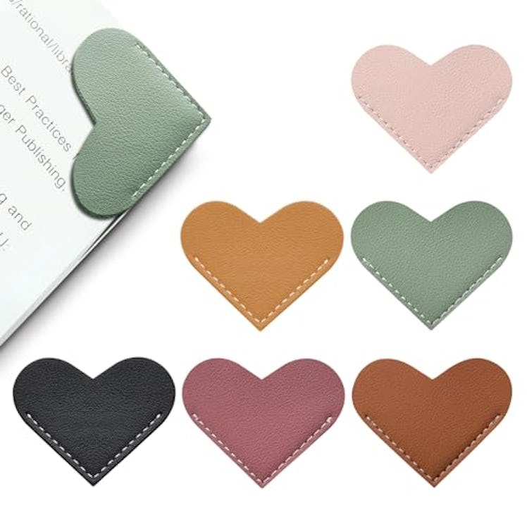 Winjeto Leather Heart Bookmarks (6 Pieces)