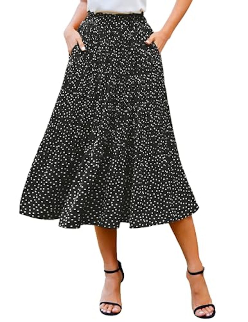 Zeagoo Dotted Midi Skirt
