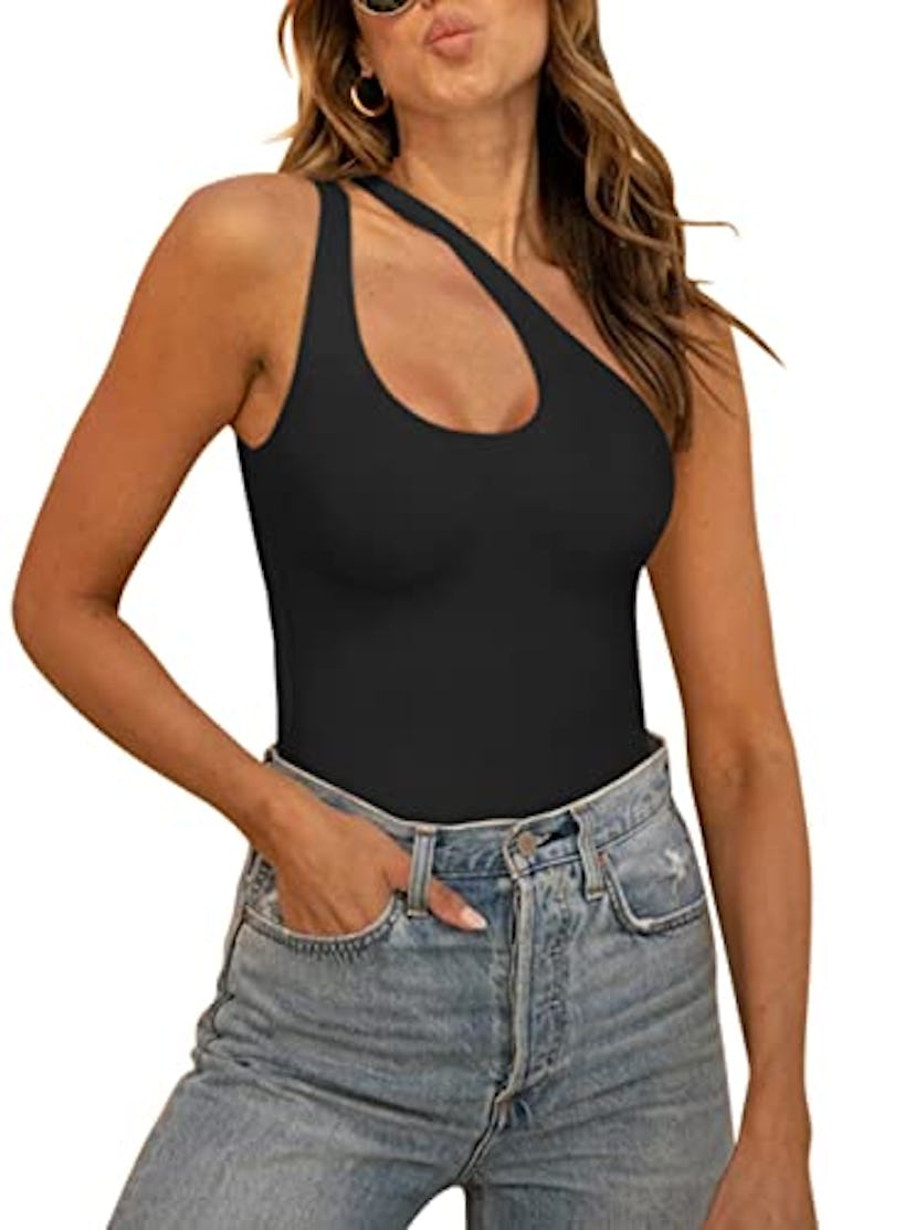 REORIA Butsmooth One Shoulder Sleeveless Top