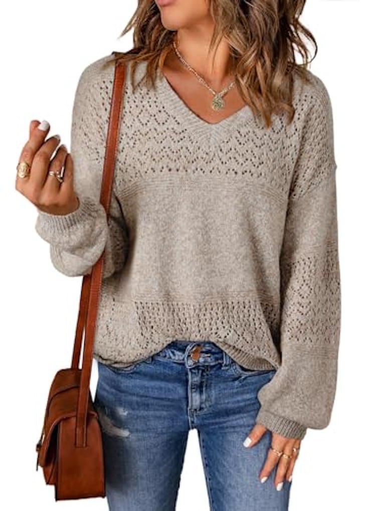 SHEWIN Lightweight Crochet Sweater