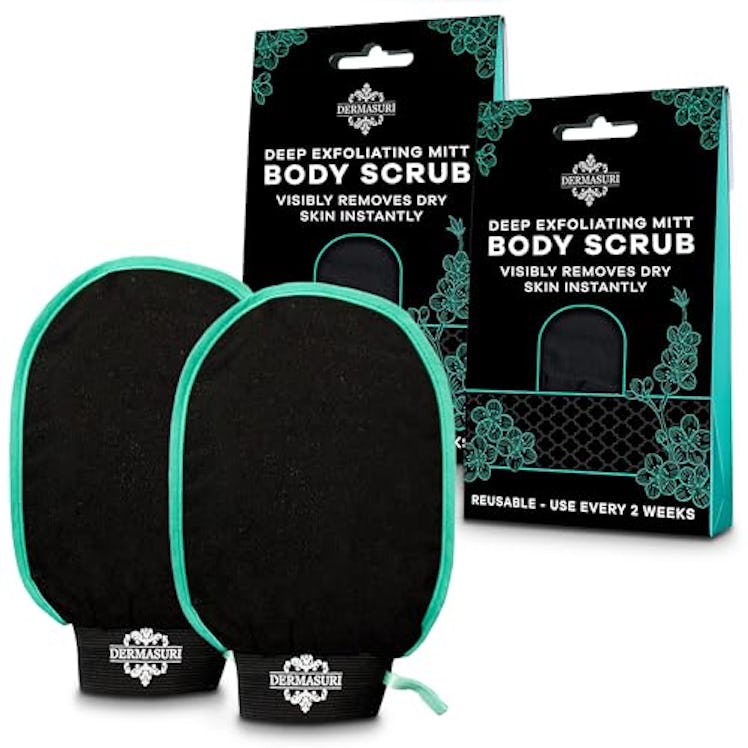 Dermasuri Deep Exfoliating Glove for Shower - Scrubbing Mitt Body Scrubber Gloves Skin Exfoliator & ...