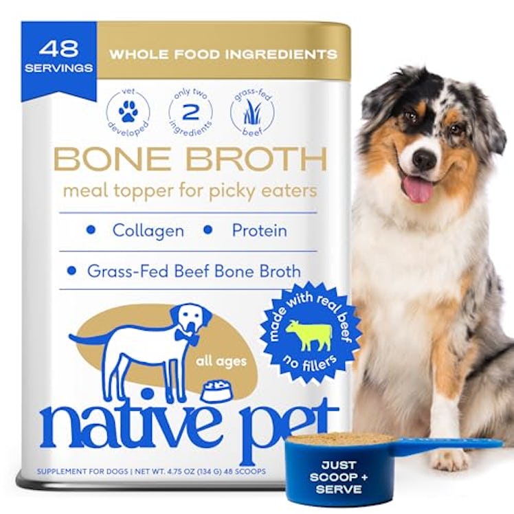 Native Pet Bone Broth for Dogs and Cats - Made with Real Beef Bone Broth, Dog Food Toppers for Picky...