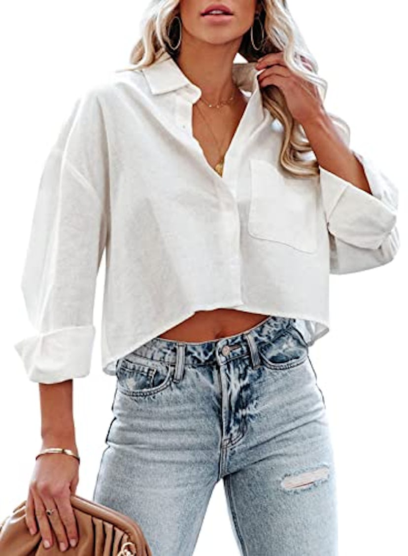 Tankaneo Cropped Button Down Shirt 