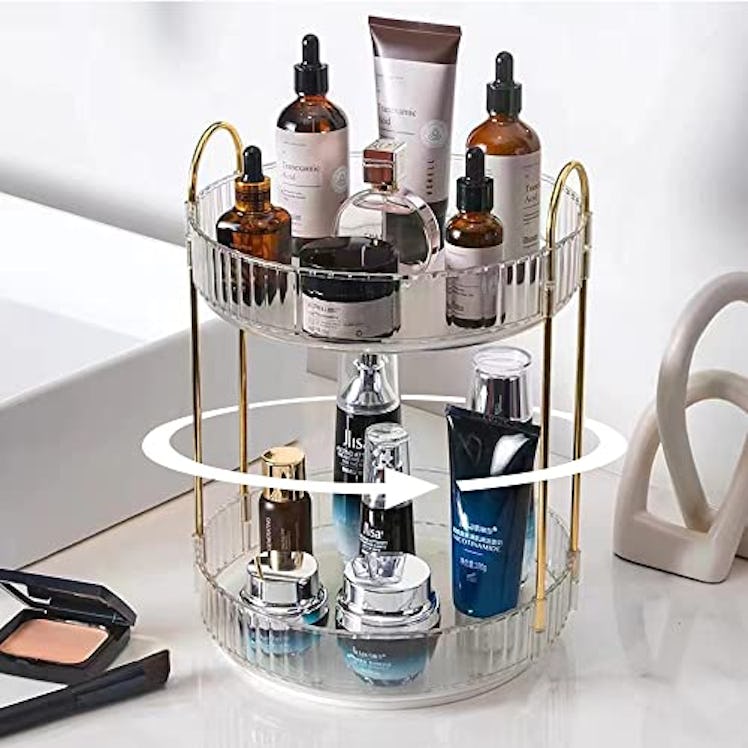 shuang qing 2-Tier Rotating Vanity Organizer