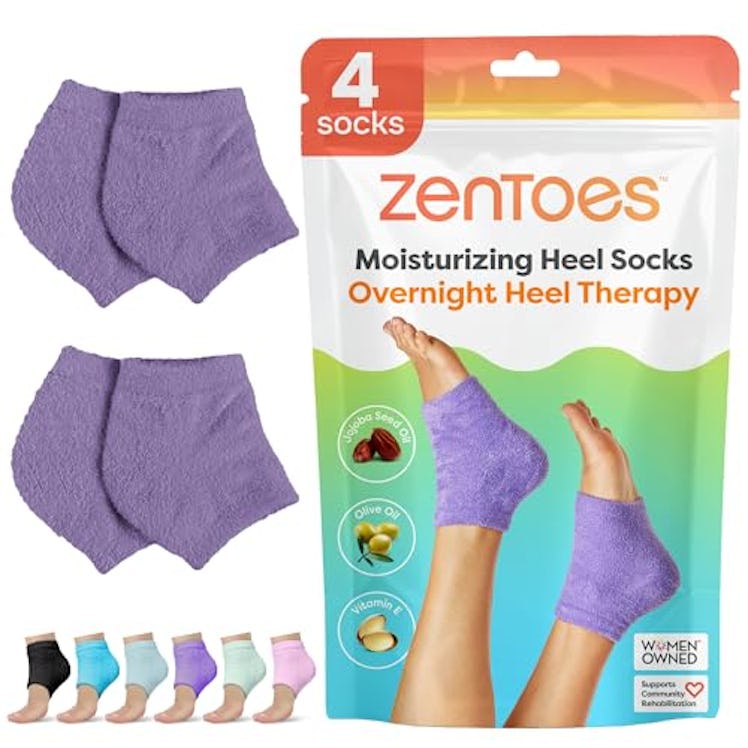 ZenToes Moisturizing Socks for Cracked Heel Treatment - Vitamin E, Olive Oil and Jojoba Oil Infused ...