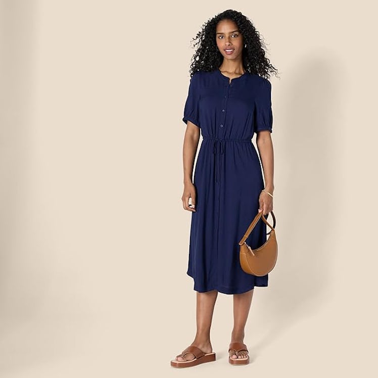 Amazon Essentials Half-Sleeve Waisted Midi A-Line Dress
