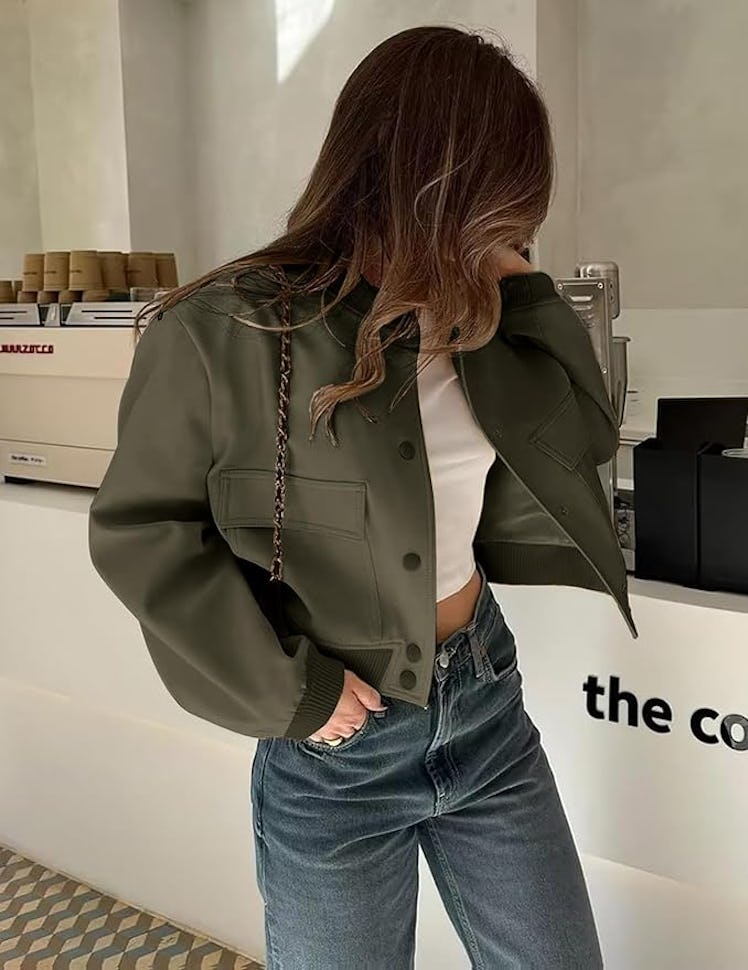 Zeagoo Button Down Bomber Jacket