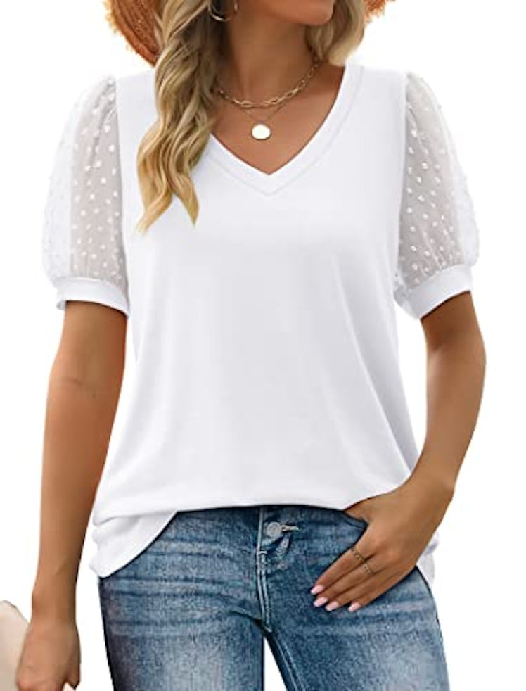 Aokosor Mesh-Sleeve Top