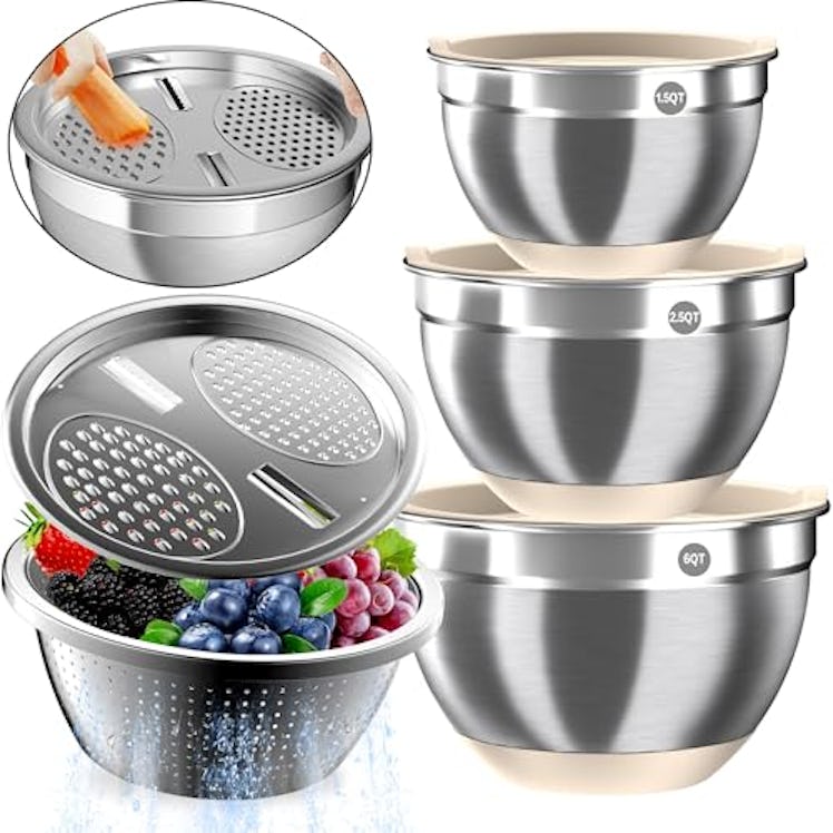 Nicdiet Mixing Bowls with Airtight Lids (8 Pieces)