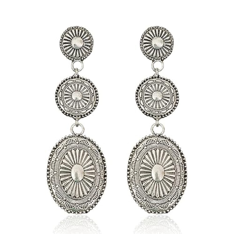 Western Jewelry Outfit for Women Vintage Silver Western Earrings Dangling Country Concert Outfits Ro...