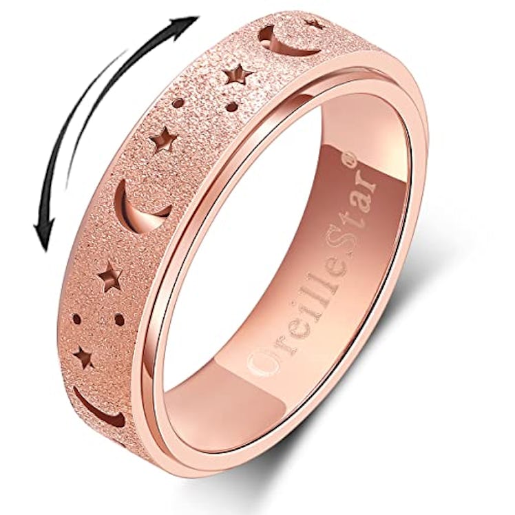 Anxiety Ring for Women Spinner Ring Fidget Ring Fidget Toys Adults Stainless Steel Spinner Rings for...