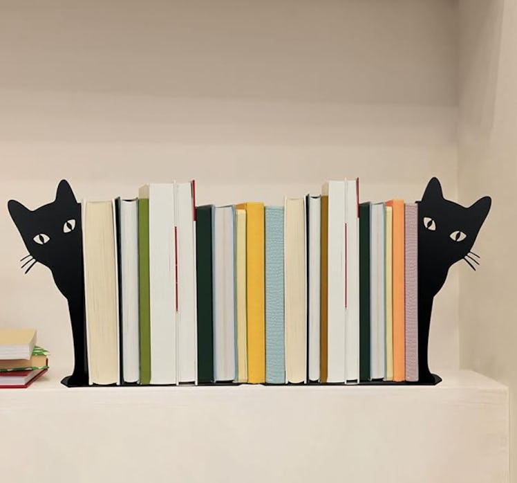 Ecqizer Peeping Cat Metal Bookends