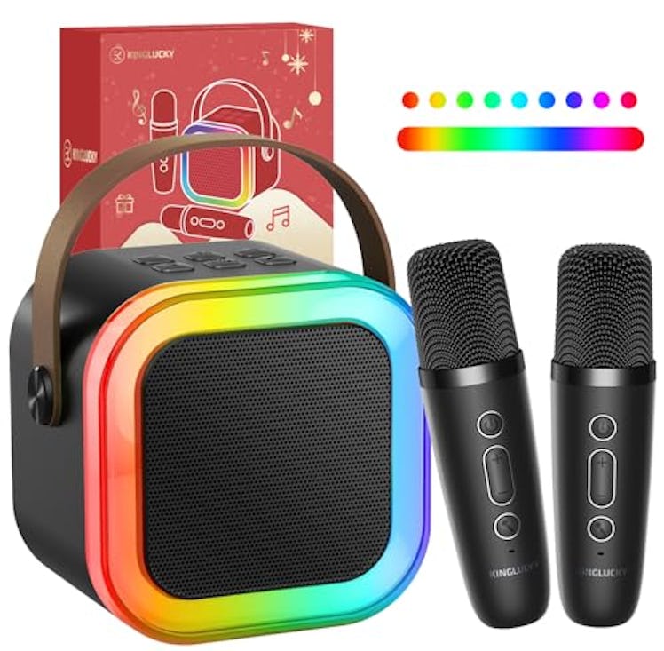 Kinglucky Mini Karaoke Machine for Kids with 2 Wireless Microphones – Fun Voice Effects, Birthday Gi...