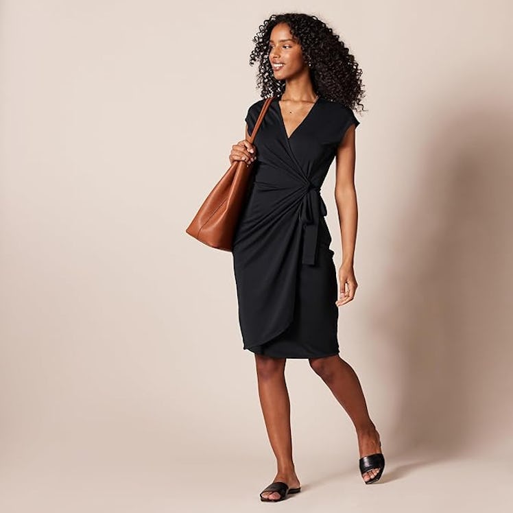 Amazon Essentials Cap Sleeve Wrap Dress