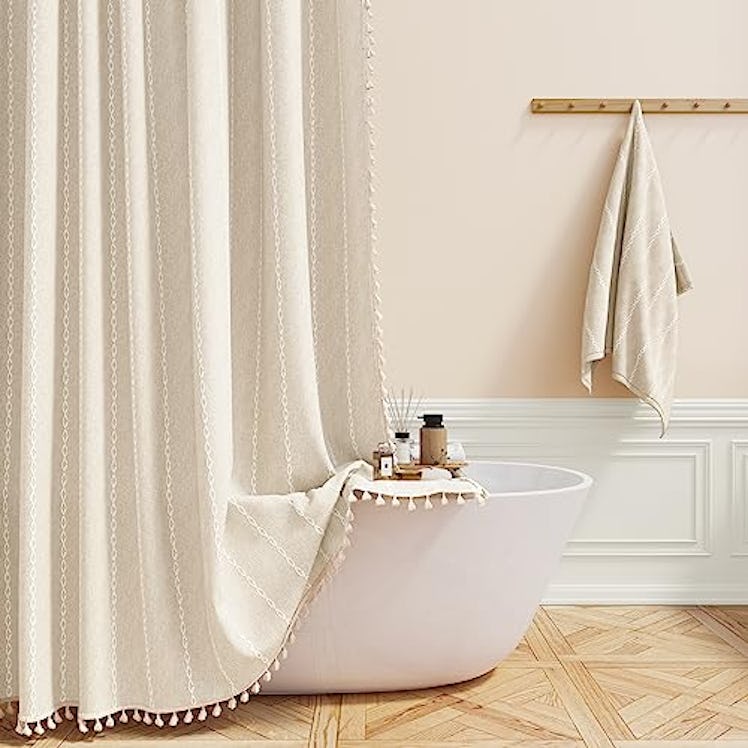 BTTN Linen Farmhouse Shower Curtain