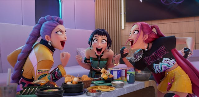 Still from kpop demon hunters, in a story about new kids movies and shows coming to netflix in june ...