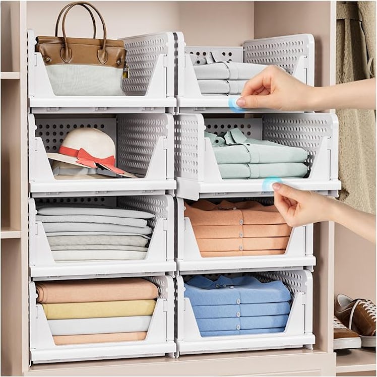 caktraie Stackable Closet Storage Baskets (4-Pack)