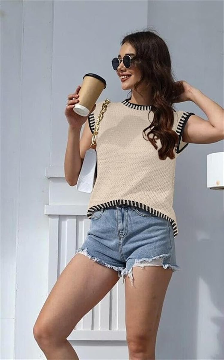 Disamer Cap Sleeve Oversize Sweater