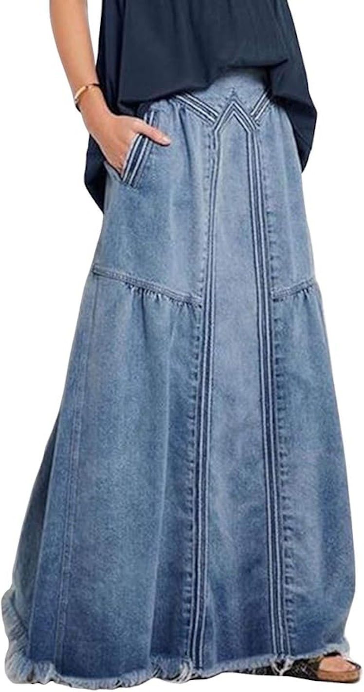 ebossy Maxi Denim Skirt