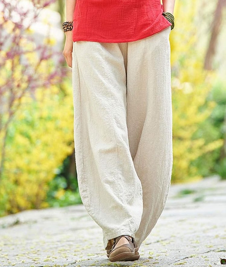 IXIMO Casual Cotton Linen Baggy Pants
