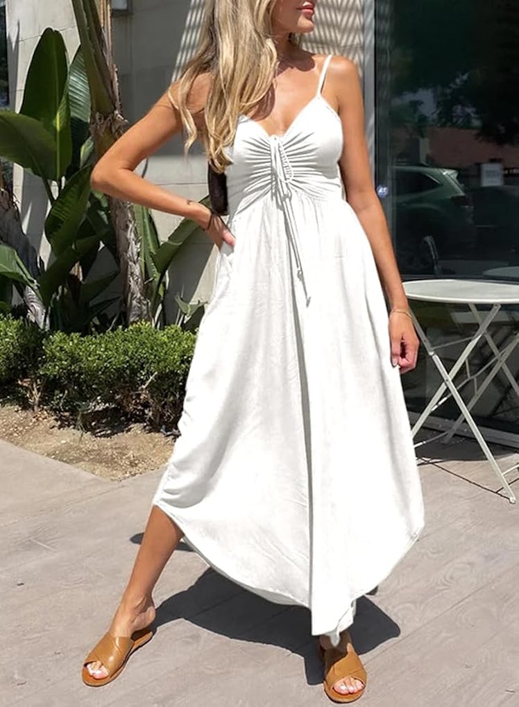 Dokotoo Ruched Drawstring Wide Leg Jumpsuit